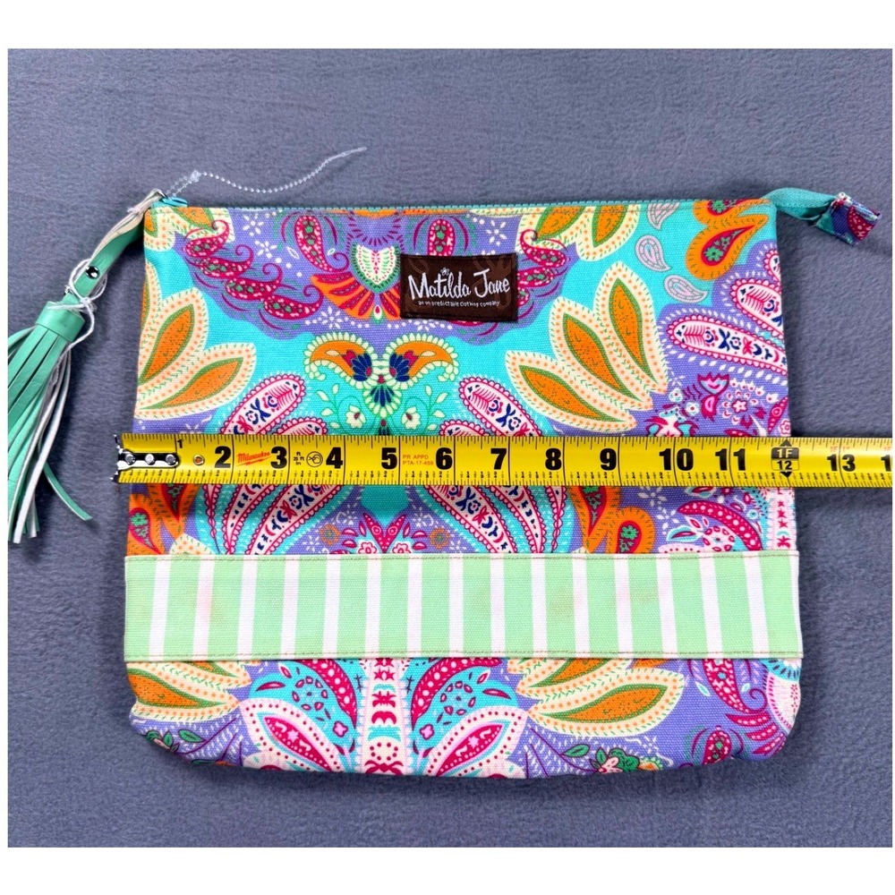 Matilda Jane Clothing Paisley Floral Zip Pouch Clutch Tassel Boho Cosmetic Bag - Picture 8 of 11